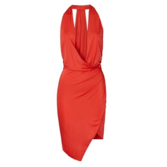 Haney Sexy red deep plunge Red cocktail Dress - Picture 6 of 9